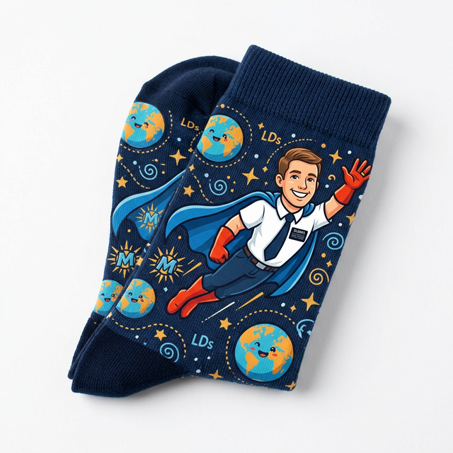 Missionary cartoon pattern on custom socks